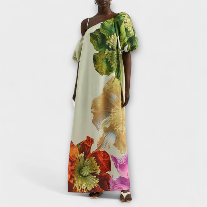 Eulalie | Robe Maxi Asymétrique à Épaule Démontée pour Femme