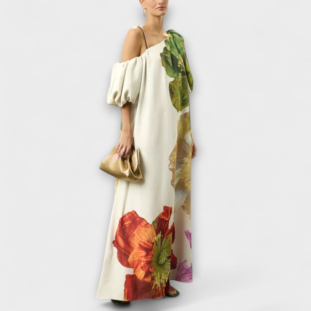 Eulalie | Robe Maxi Asymétrique à Épaule Démontée pour Femme
