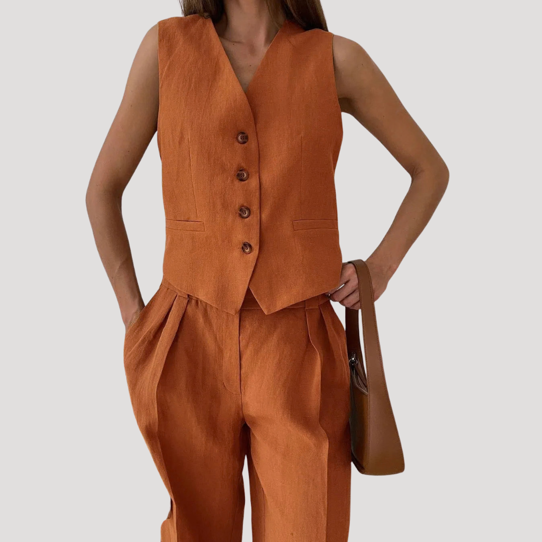 Evadne | Ensemble Gilet Sans Manches et Pantalon Large pour Femmes