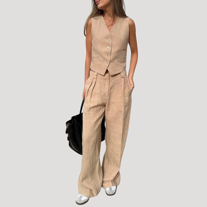 Evadne | Ensemble Gilet Sans Manches et Pantalon Large pour Femmes