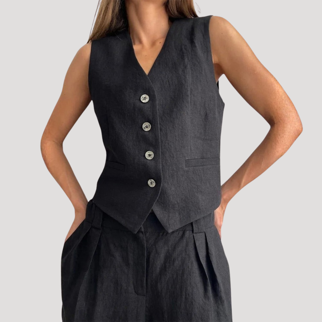 Evadne | Ensemble Gilet Sans Manches et Pantalon Large pour Femmes