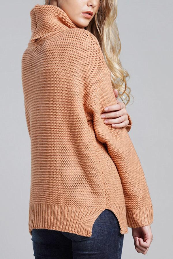 Pull en grosse maille pour femmes | Pull à col roulé avec manches longues