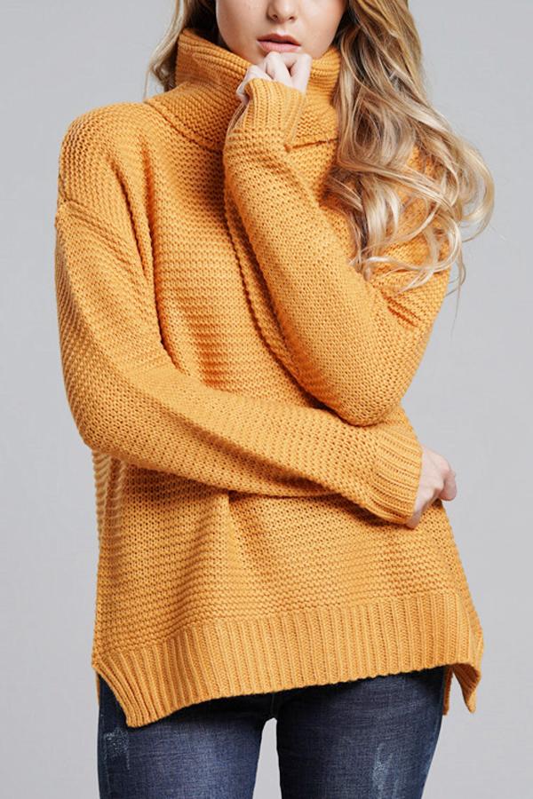 Pull en grosse maille pour femmes | Pull à col roulé avec manches longues