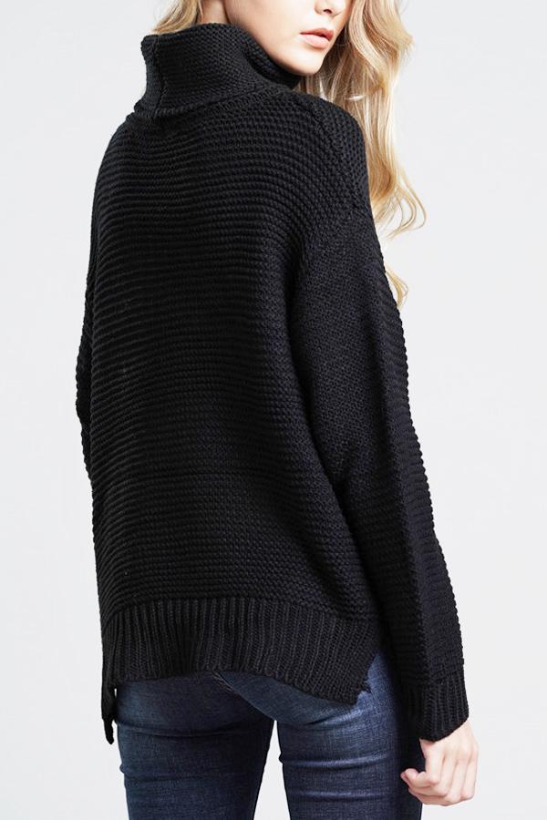 Pull en grosse maille pour femmes | Pull à col roulé avec manches longues