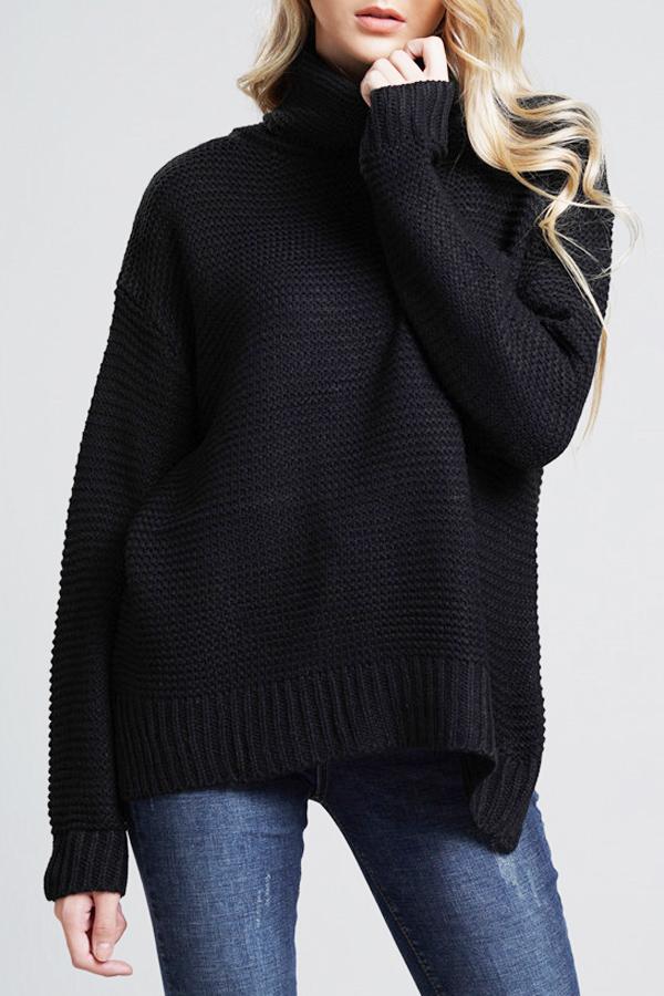 Pull en grosse maille pour femmes | Pull à col roulé avec manches longues