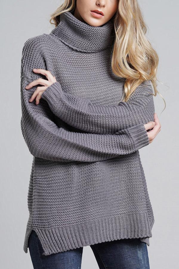 Pull en grosse maille pour femmes | Pull à col roulé avec manches longues