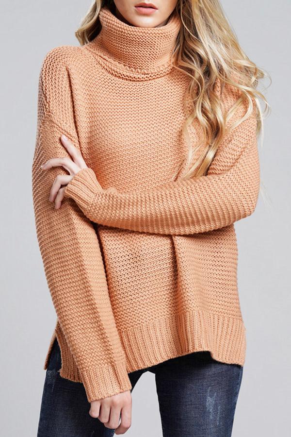Pull en grosse maille pour femmes | Pull à col roulé avec manches longues