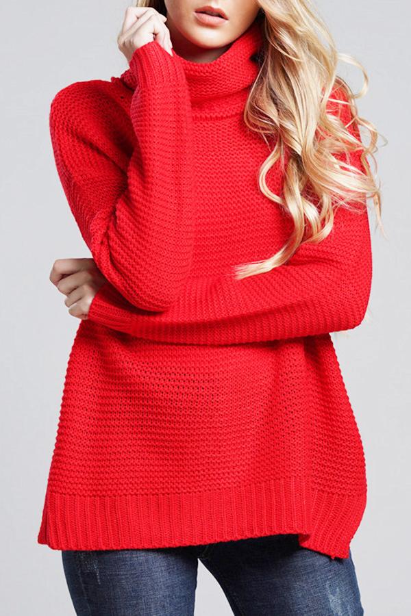 Pull en grosse maille pour femmes | Pull à col roulé avec manches longues