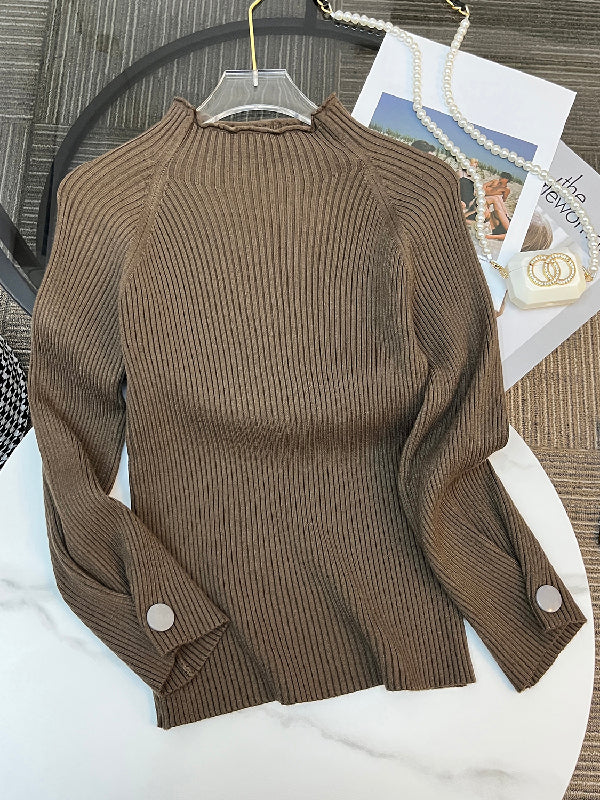 Pull simple ample à col haut, couleur unie