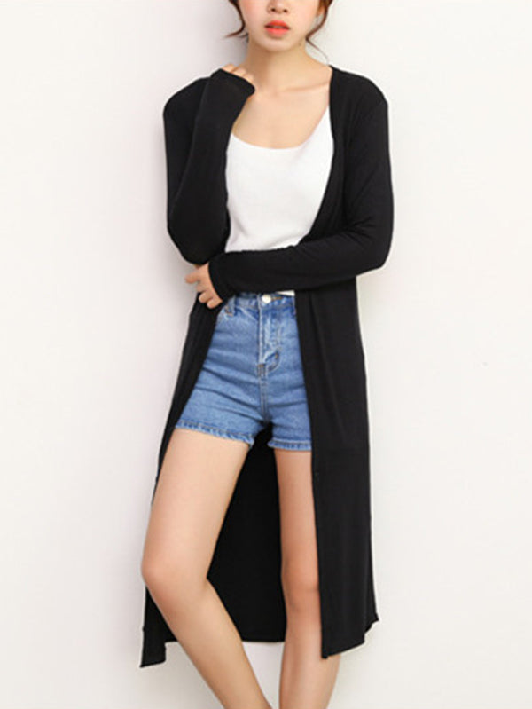 Veste décontractée ample à manches longues, couleur unie
