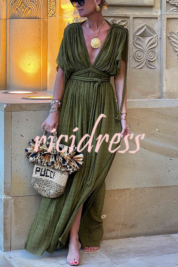 Junia - Robe maxi avec col halter et dos nu, parfaite pour les vacances