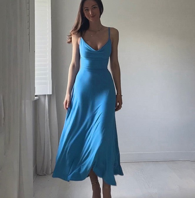 Loida - Robe midi bleue sans manches