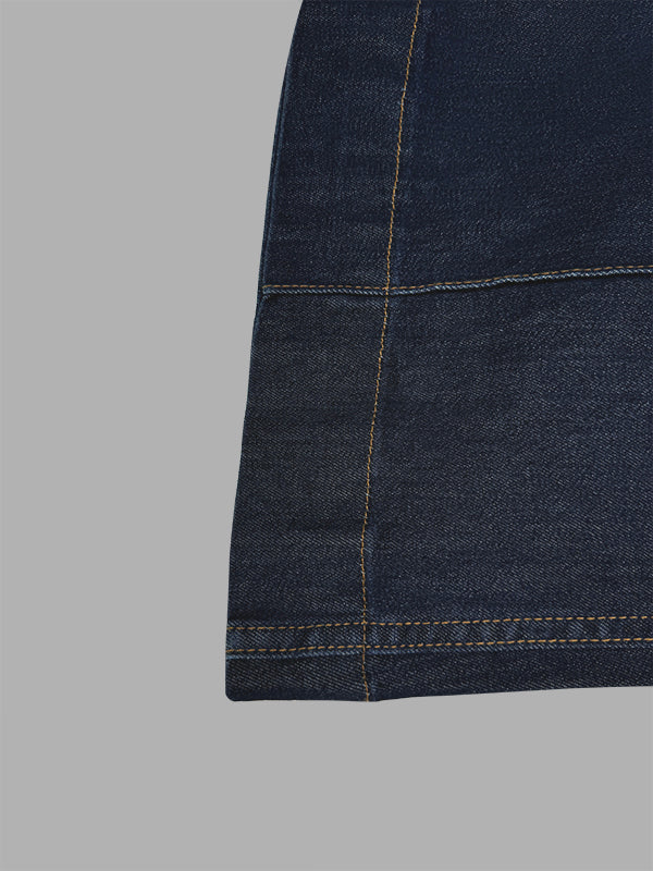 Bas de pantalon en jean évasé taille haute à empiècements