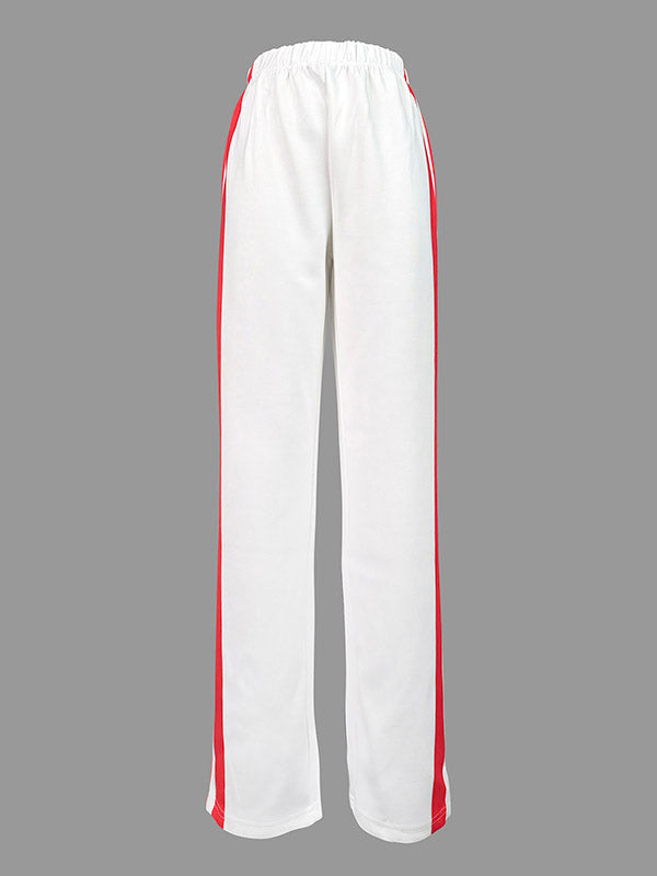 Pantalon ample rayé à jambes droites, à empiècements, couleur contrastée