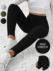 Athena - Leggings pour femmes en tissu côtelé extensible