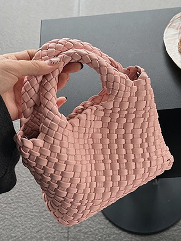 Sac à main tressé couleur unie