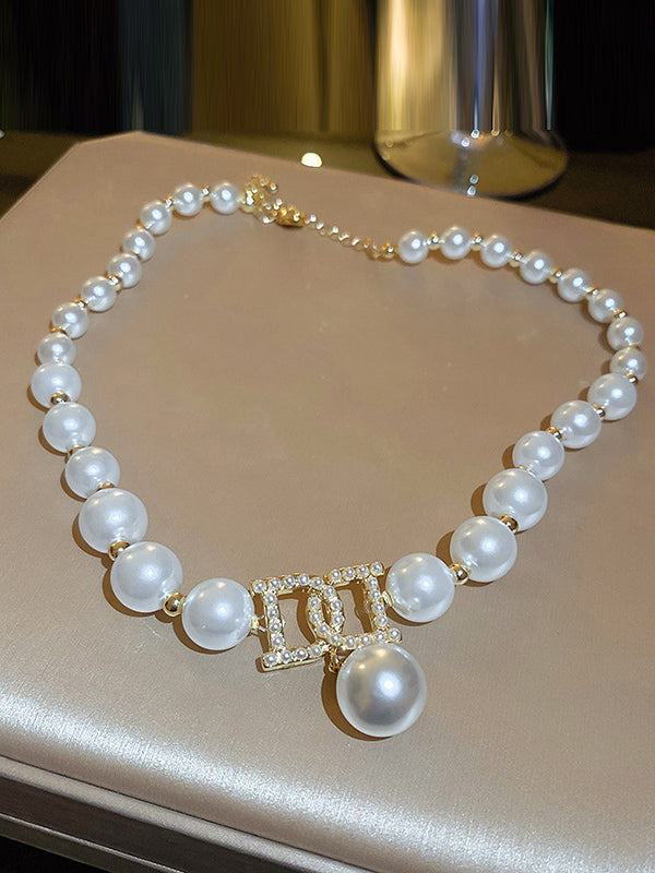 Collier délicat en perles d'imitation, accessoires de colliers
