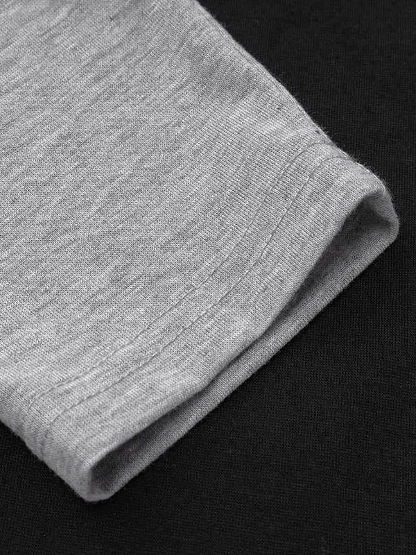 Robe décontractée ample à empiècements, à col haut, à manches longues, couleur contrastée