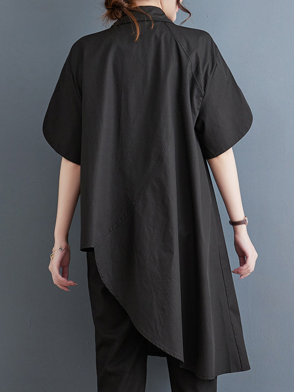 Hauts de chemise à revers de couleur unie à coupe irrégulière