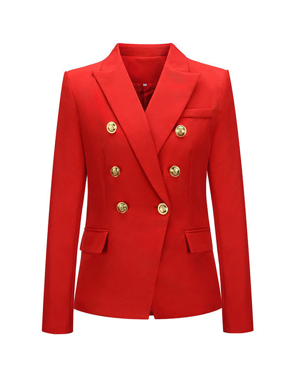 Blazer boutonné à manches longues, à col cranté