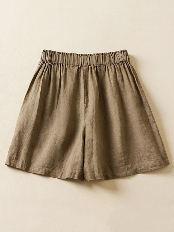 Short ample à taille élastique, couleur unie