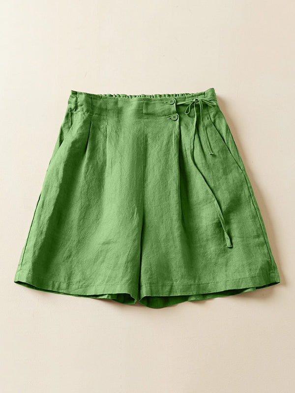Short ample à taille élastique, couleur unie