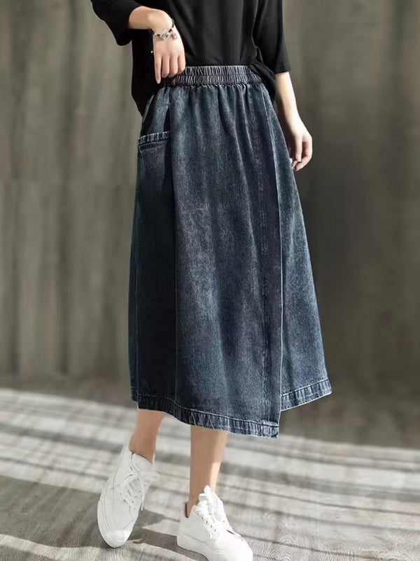Jupe ample asymétrique à taille élastique, à empiècements