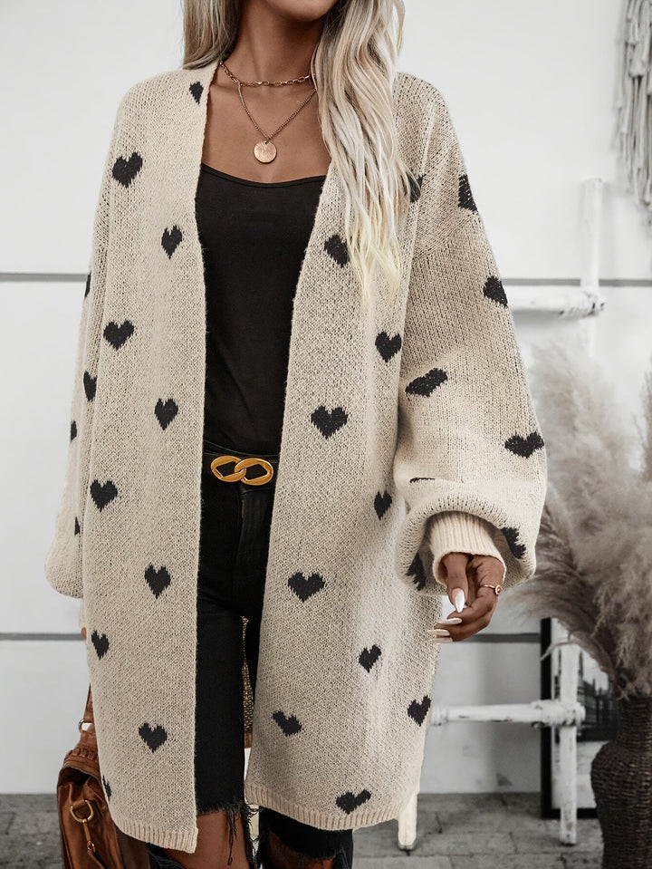 Cardigan pour femmes avec motif cœur | Manches longues