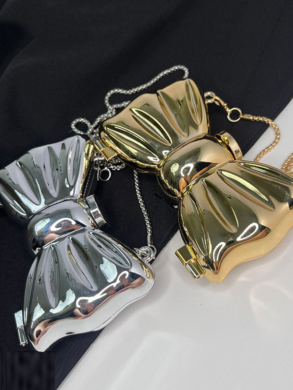Sac géométrique brillant à chaîne, couleur unie