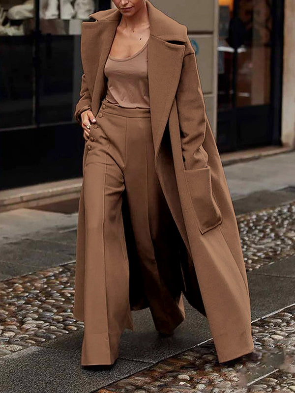 Pantalon ample à jambes droites, taille haute, à empiècements, couleur unie