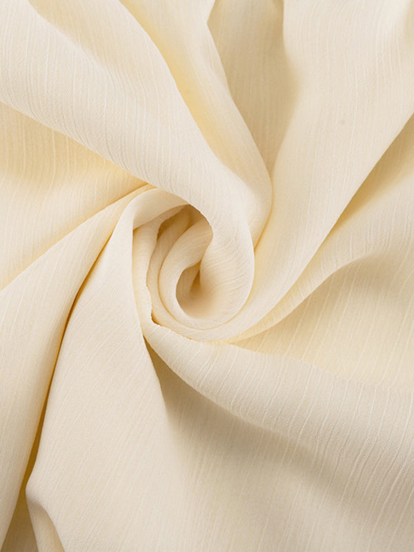 Robe courte nouée coupe trapèze, taille haute, à bordure volantée, à col en V, couleur unie