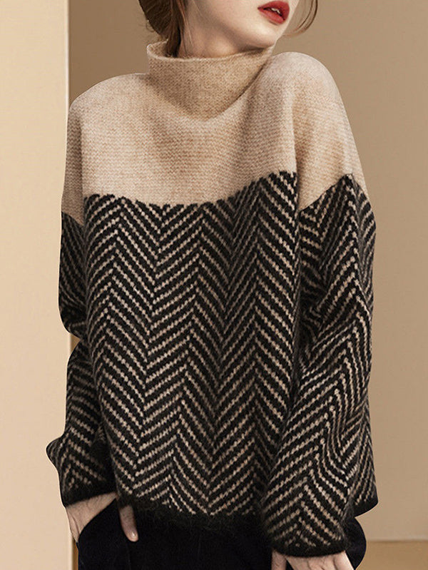 Pull décontracté ample à col haut