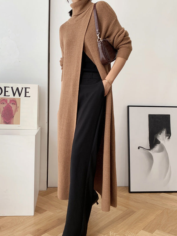 Robe ample fendue devant couleur unie