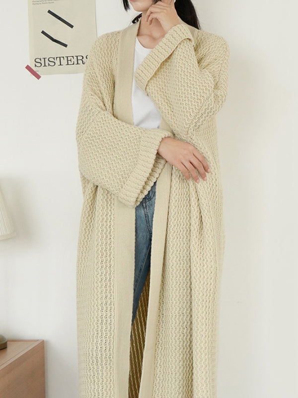 Cardigan en tricot à fil épais, ample, surdimensionné, couleur unie, urbain, manteaux