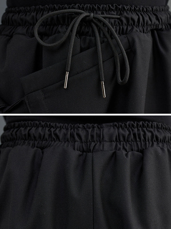 Pantalon ample à jambes larges, cordon de serrage, couleur unie, bas, culotte