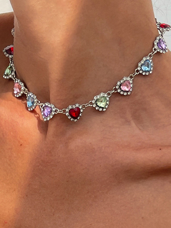 Collier géométrique en forme de cœur