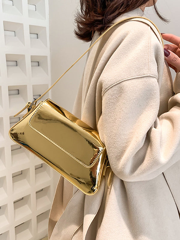 Sac à main géométrique à fermeture éclair, couleur unie