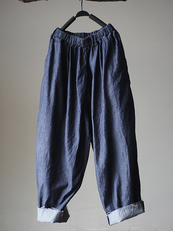 Pantalon en jean à jambes larges de couleur denim ample vintage