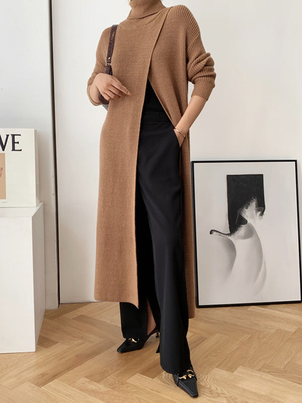 Robe ample fendue devant couleur unie