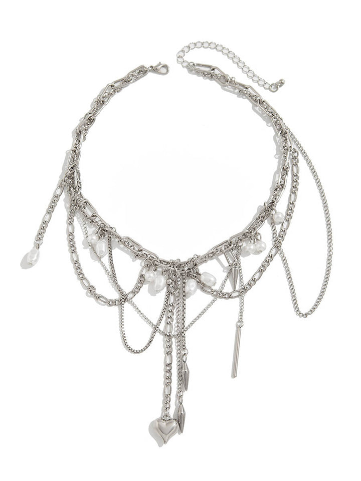 Collier géométrique à chaîne, à pompons