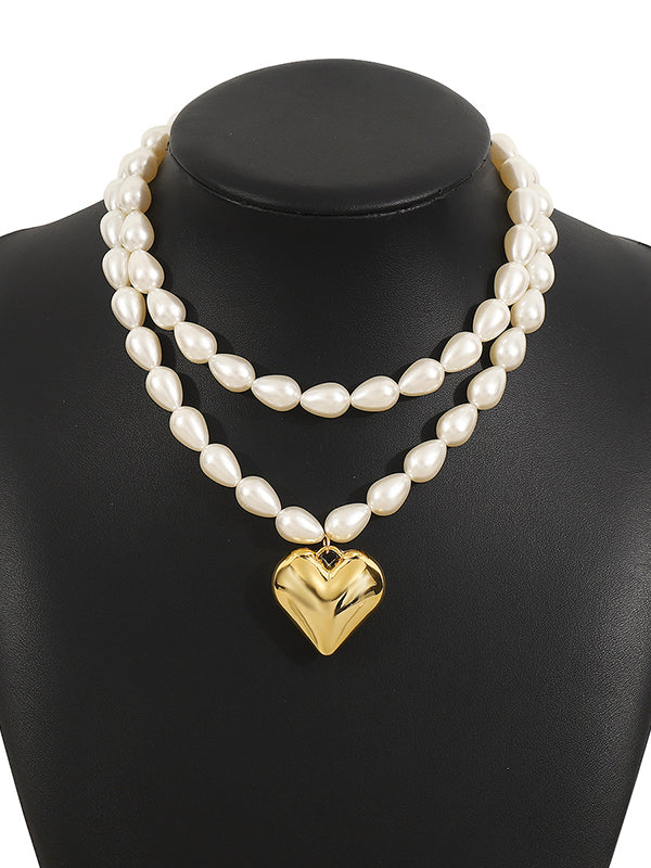 Collier à double rang, en forme de cœur