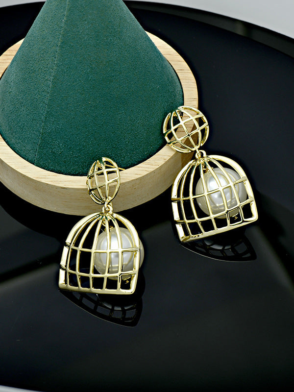 Boucles d'oreilles géométriques tendance, à perles