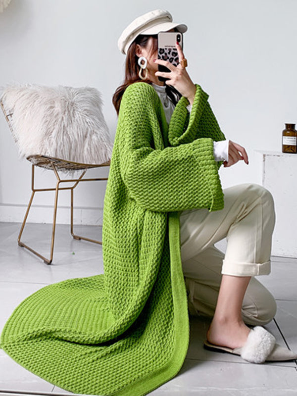 Cardigan en tricot à fil épais, ample, surdimensionné, couleur unie, urbain, manteaux
