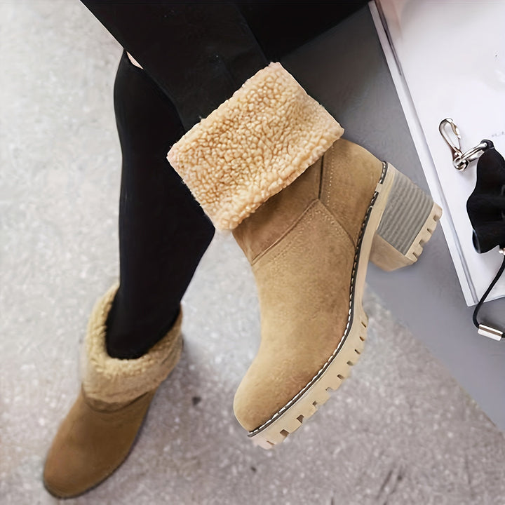 Bottes d'Hiver Femme | Bottines à Enfiler avec Talon Bloc