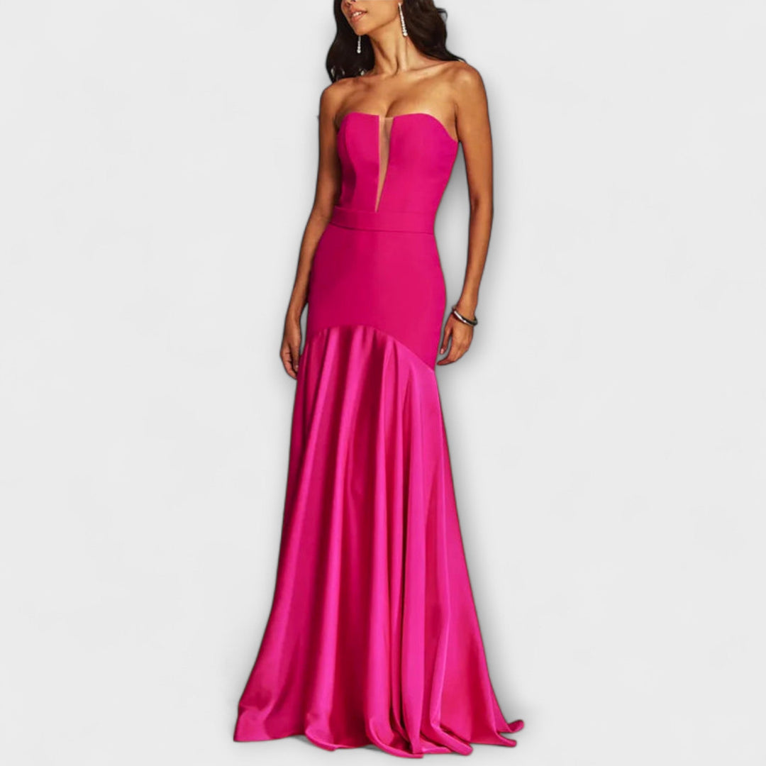 Vadena – Robe maxi sans épaules avec décolleté en V
