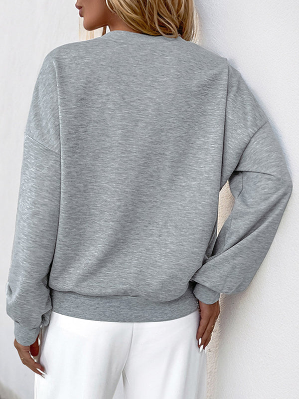 Sweat-shirt ample asymétrique ajouré à manches bouffantes, à empiècements, à col rond