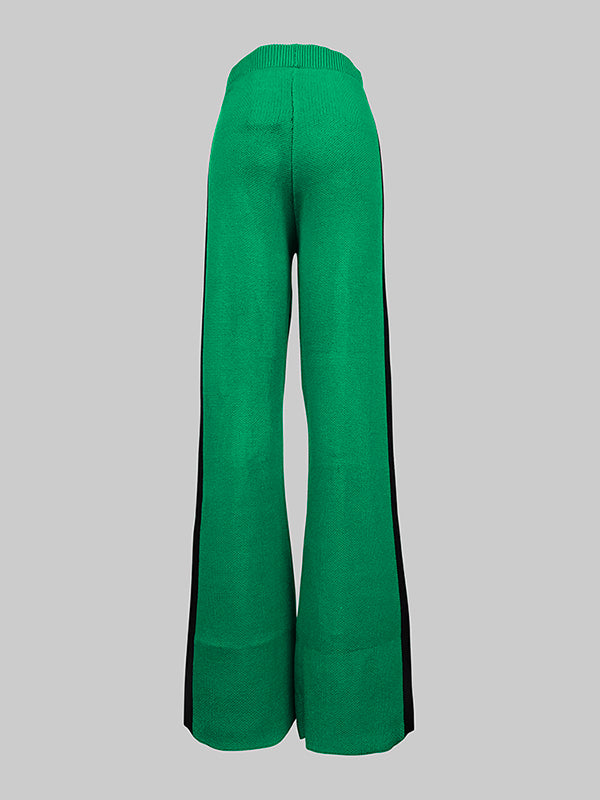 Pantalon ample taille haute, couleur contrastée