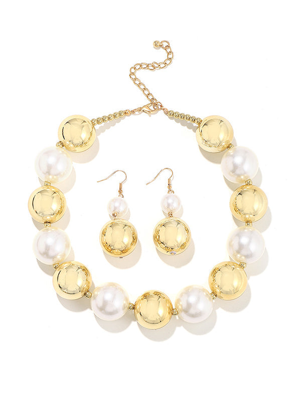 Parure boucles d'oreilles pendantes et collier géométrique couleur contrastée