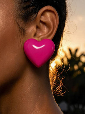 Boucles d'oreilles pendantes en forme de cœur, couleur unie