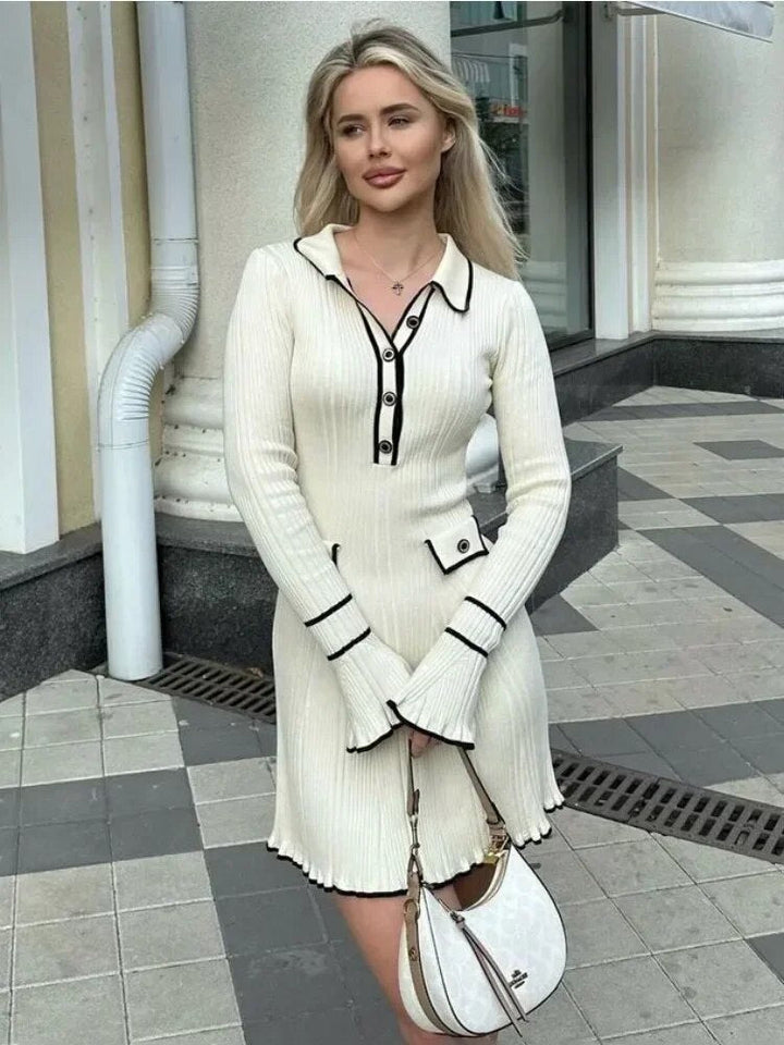 Nora | Robe en tricot pour femmes élégante avec une fine texture côtelée